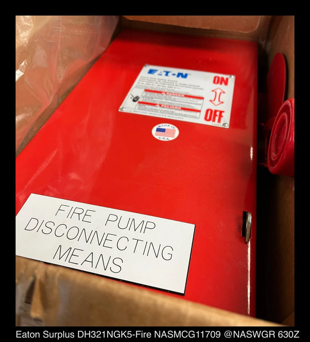 Eaton DH321NGK5-Fire Heavy Duty Safety Switch - 30A/240V/3P/N1 - Unused