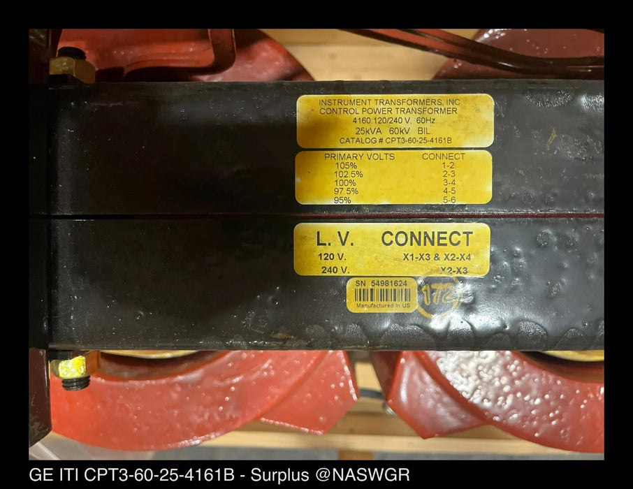 GE ITI CPT3-60-25-4161B Control Power Transformer - Shelf Surplus 25KVA CPT