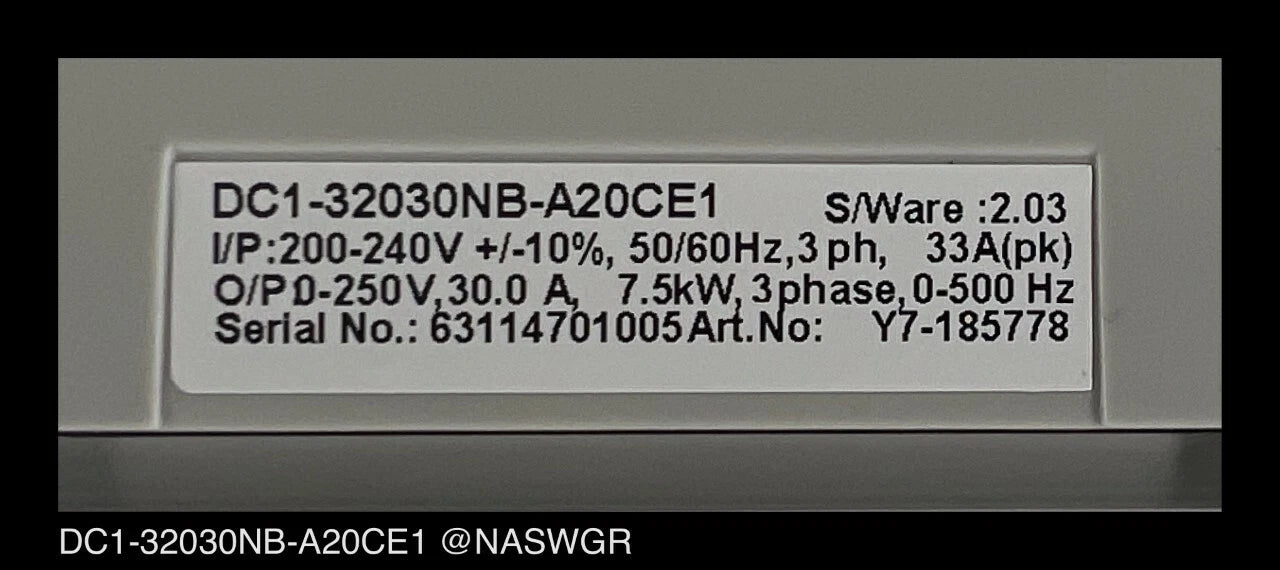 Eaton DC1-32030NB-A20CE1 ~ Eaton Power XL Variable Frequency Drive ~ Surplus