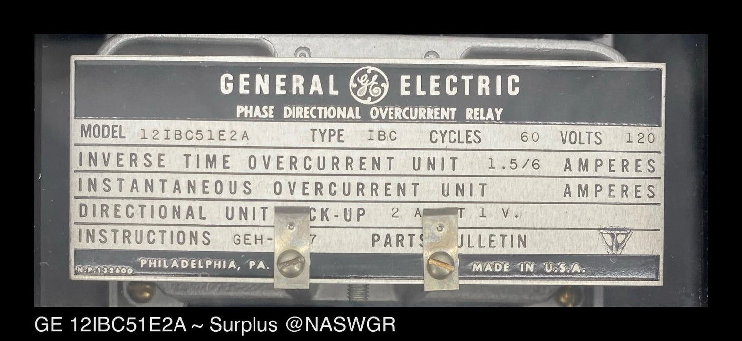 GE 12IBC51E2A Phase Directional Overcurrent Relay - 1.5/6 Amp