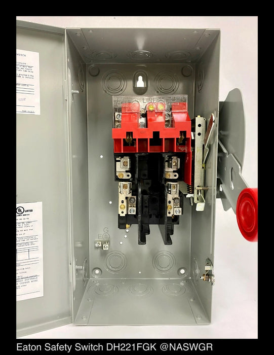 Eaton DH221FGK Heavy Duty Safety Switch - 30A/240V/2P/N1 - Unused