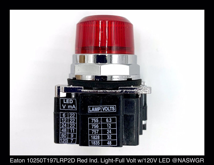 Eaton 10250T197LRP2D Red Indicating Light Full Voltage - New Surplus