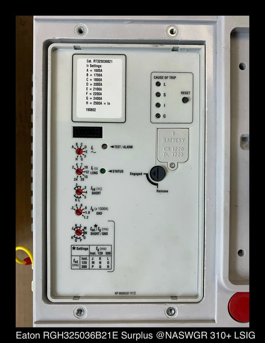 Eaton RGH325036B21E Circuit Breaker - 2500 Amp - Unused