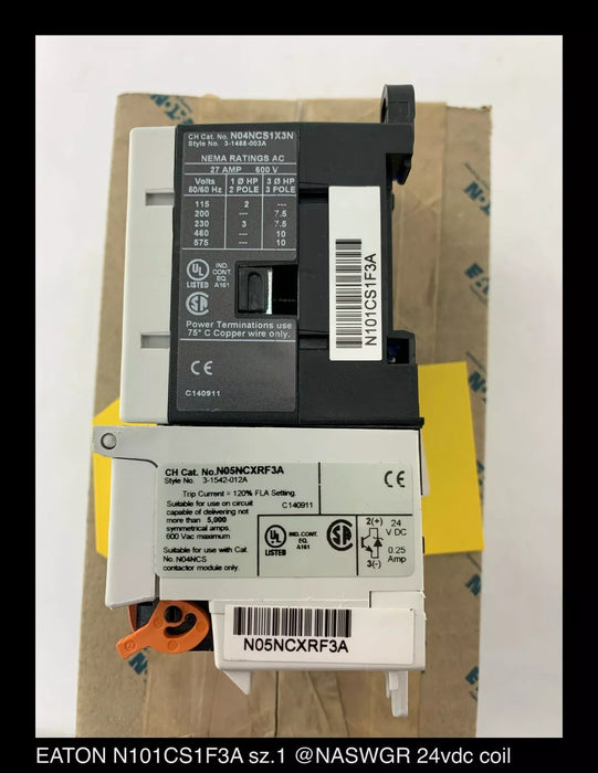 Eaton N101CS1F3A IT. Electro-Mechanical Starter - 27A/24v - Unused
