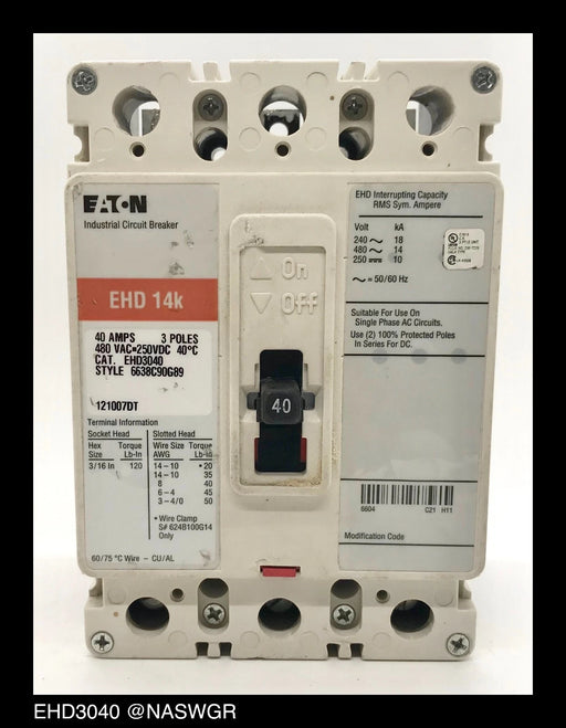 Eaton EHD3040 Molded Case Circuit Breaker - 40 Amp
