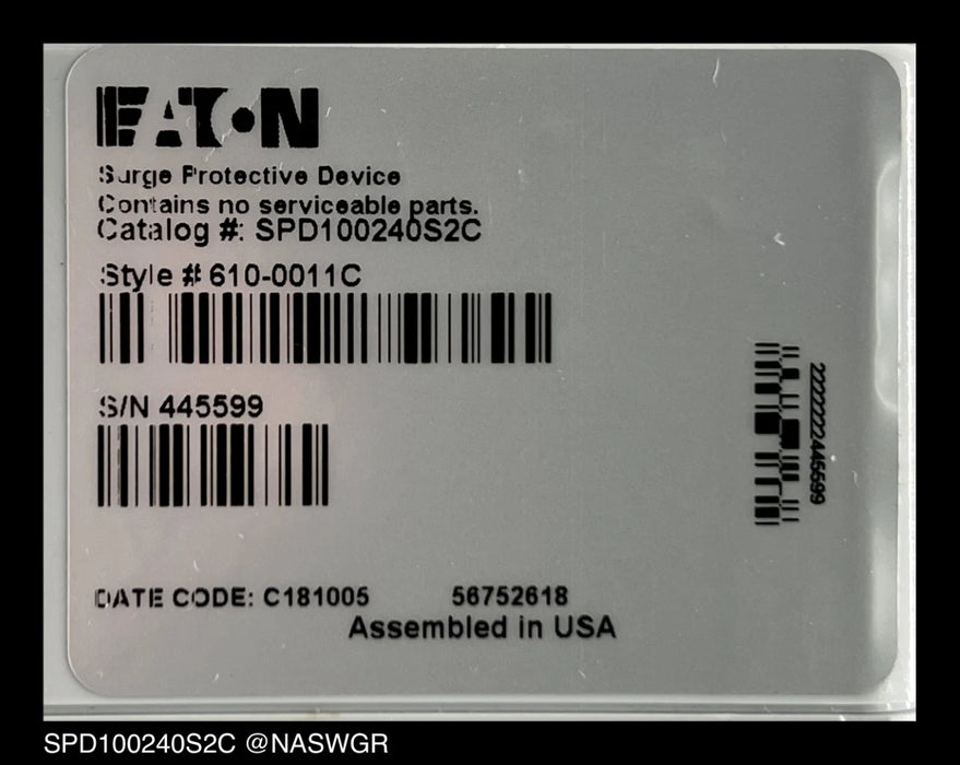 SPD100240S2C - Eaton SPD100240S2C Surge Protection Device - Surplus