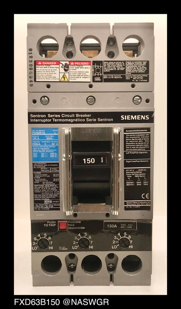 Siemens FXD63B150 Molded Case Circuit Breaker - 150 Amp