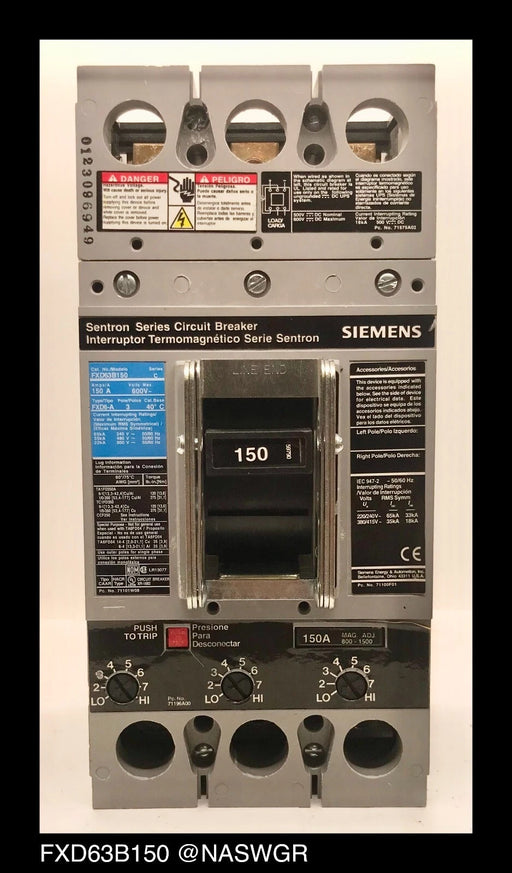 Siemens FXD63B150 Molded Case Circuit Breaker - 150 Amp