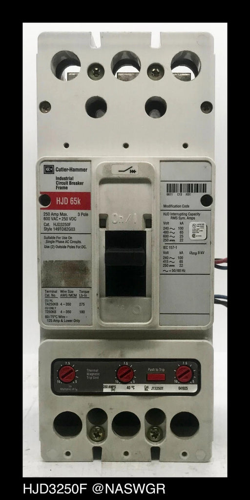 Electrical circuit breaker panel with various components on a white background