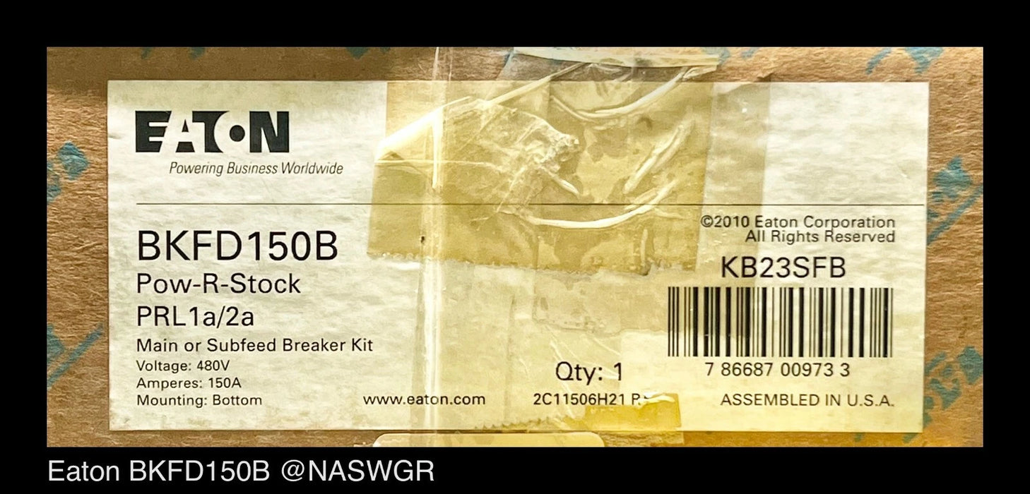 Eaton BKFD150B Main or Subfeed Breaker Kit - 150 Amp - Unused Surplus FD3150BP10