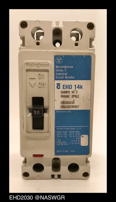 Westinghouse EHD2030 Molded Case Circuit Breaker - 30 Amp