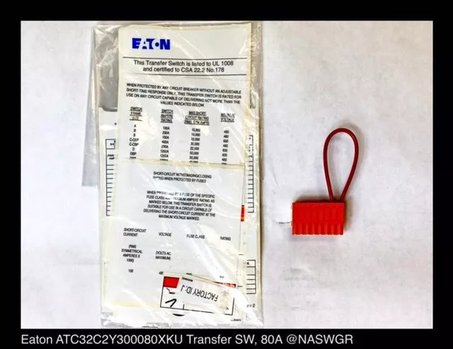 Eaton ATC3C2X30080XKU Automatic Transfer Switch - 80A/120-480V/3P - Unused