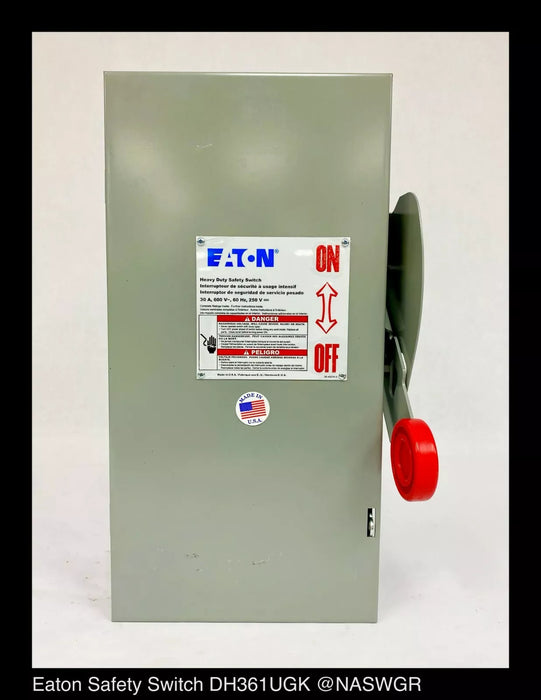 Eaton DH361UGK Heavy Duty Safety Switch - 30A/600V/3P/N1 - Unused