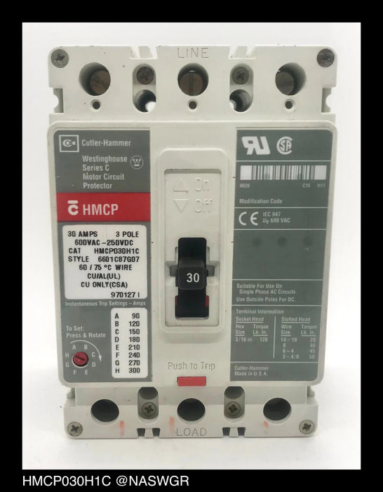 Cutler Hammer HMCP030H1C Motor Circuit Protector - 30 Amp
