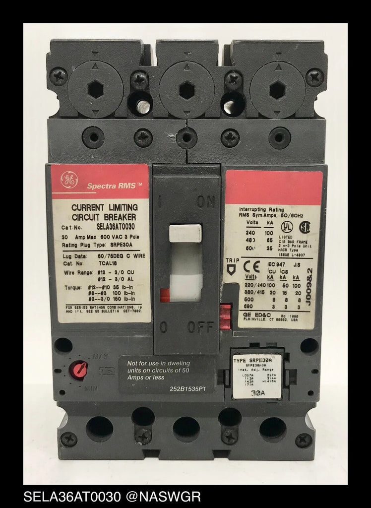 GE Spectra RMS SELA36AT0030 Circuit Breaker - 30 Amp