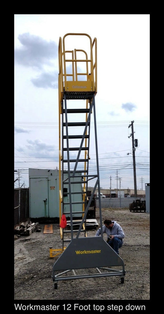 Cotterman Workmaster Super-Duty Rolling Ladder 12 Foot Top Stepdown