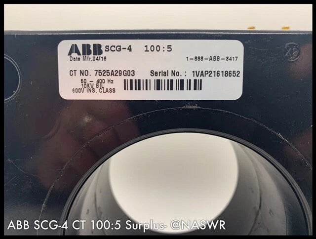 7525A29G03 - ABB SCG-4 Current Transformer 7525A29G03 100:5 Ratio - Surplus