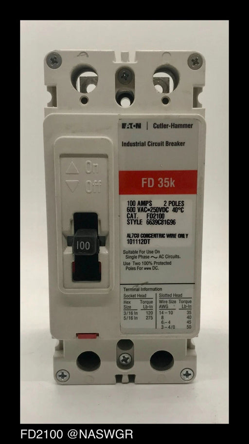 Eaton FD2100 Molded Case Circuit Breaker - 100 Amp