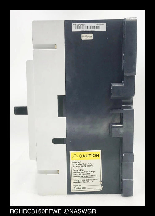 Eaton RGHDC3160FFWE Molded Case DC Circuit Breaker - 1600 Amp - Unused Surplus