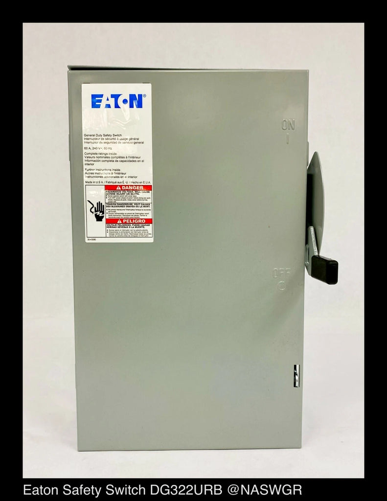 Eaton DG322URB General Duty Safety Switch - 60A/240V/3P/N3R - Unused