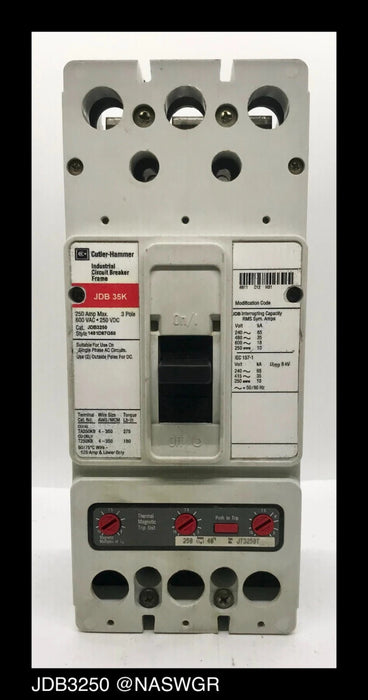 Cutler Hammer JDB3250F Molded Case Circuit Breaker - 250 Amp