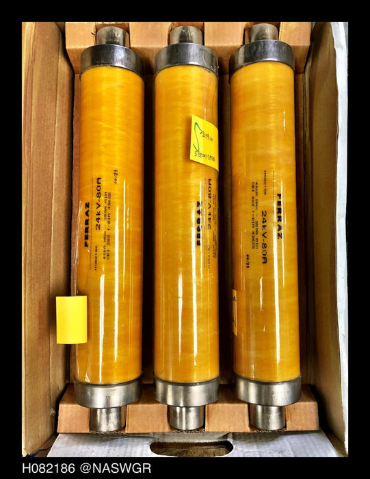 H082186 , Ferraz H082186 Fuse , 24 kV - 80A , 40 kA Max. , Unused Surplus , H082186