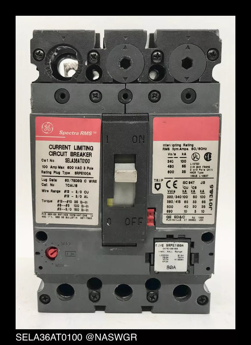 GE Spectra RMS SELA36AT0100 Circuit Breaker - 80 Amp