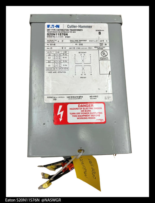 Eaton S20N11S76N Dry Type Distribution Transformer .75KVA Single Phase 3R