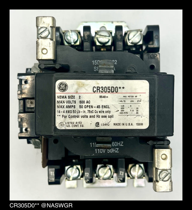 General Electric CR305D0** Contactor - 50 Amp, 120vAC Coil