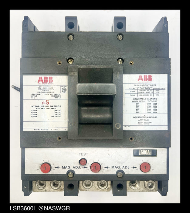 ABB LSB63600L Molded Case Circuit Breaker - 600 Amp