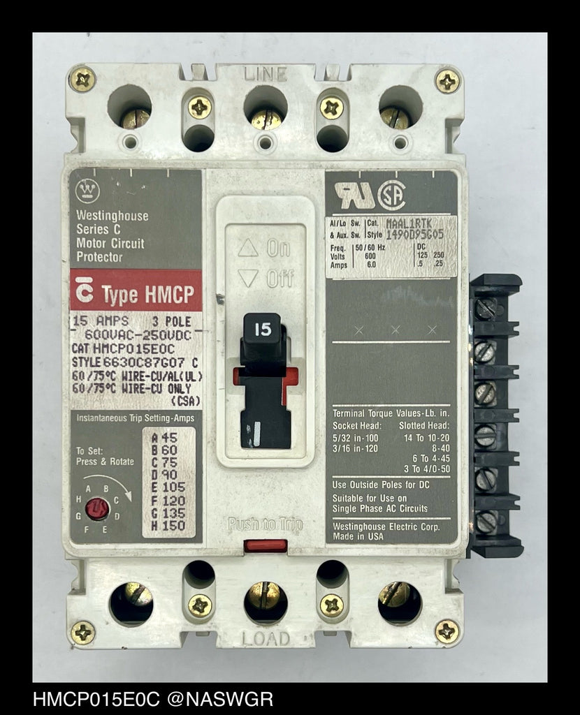 Westinghouse HMCP015E0C Motor Circuit Protector - 15 Amp