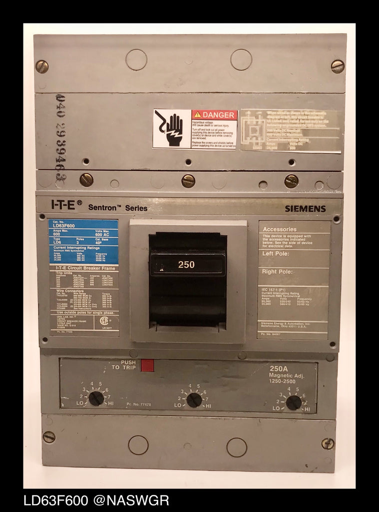 Siemens LD63F600 Molded Case Circuit Breaker ~ 250 Amp