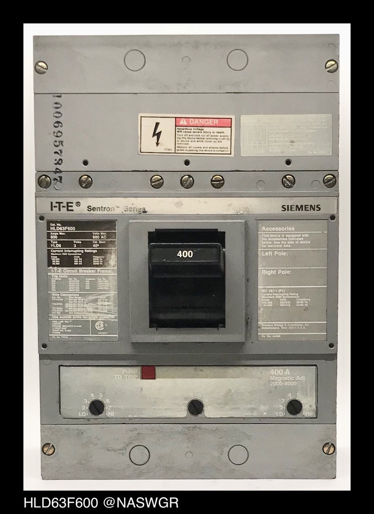 Siemens HLD63F600 Molded Case Circuit Breaker ~ 400 Amp