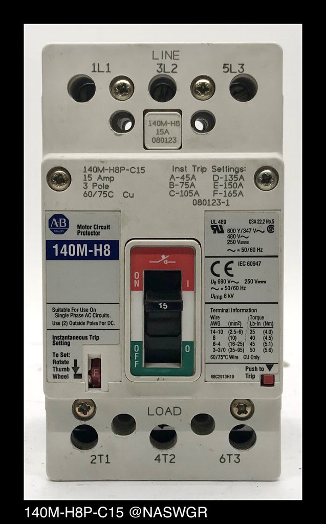 Allen-Bradley 140M-H8P-C15 Motor Circuit Protector ~ 15 Amp
