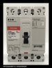 Eaton HFD3050BP10 Molded Case Circuit Breaker, 50 Amp 600VAC, 3 Pole design, with red and black color scheme, front view on a white background.