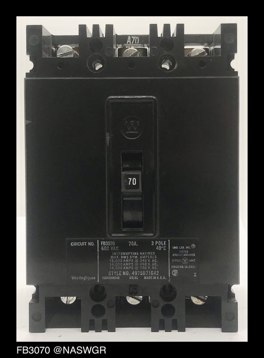 Westinghouse FB3070 Molded Case Circuit Breaker - 70 Amp
