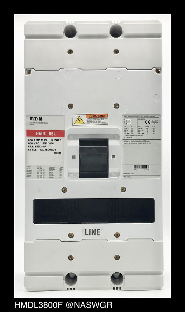 Eaton HMDL3800 Molded Case Circuit Breaker - 800 Amp - Unused