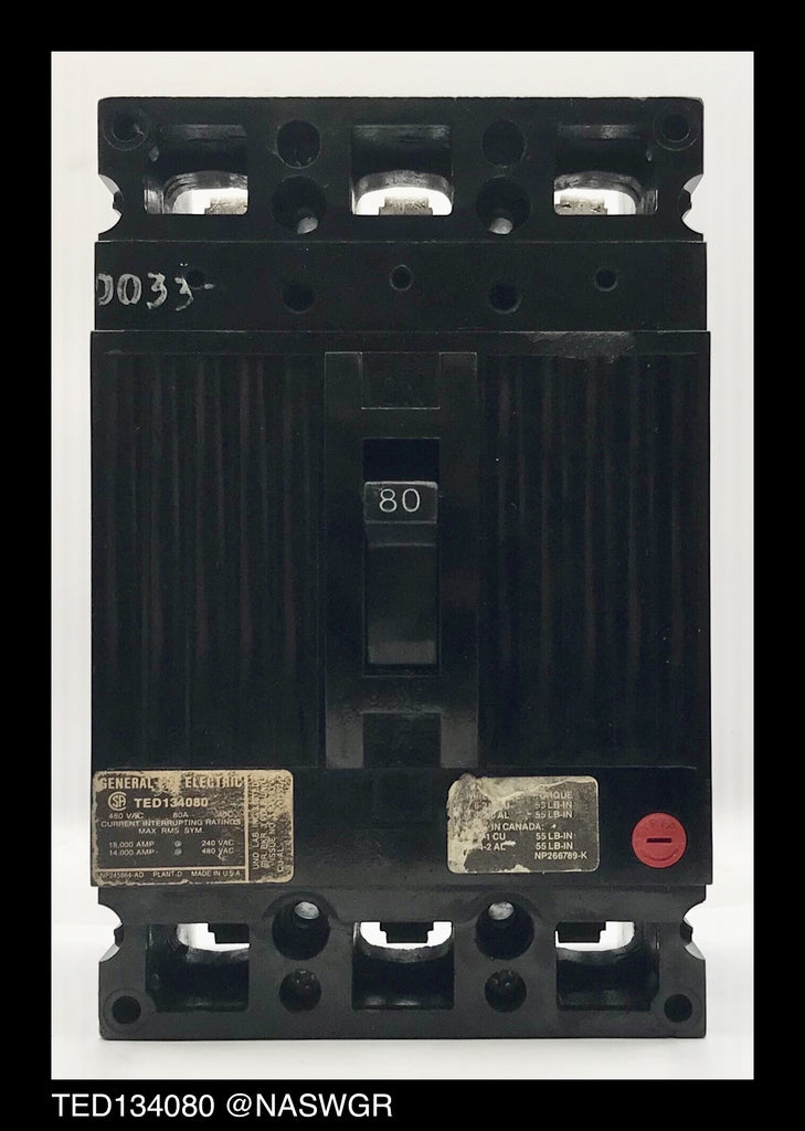 General Electric TED134080 Molded Case Circuit Breaker - 80 Amp