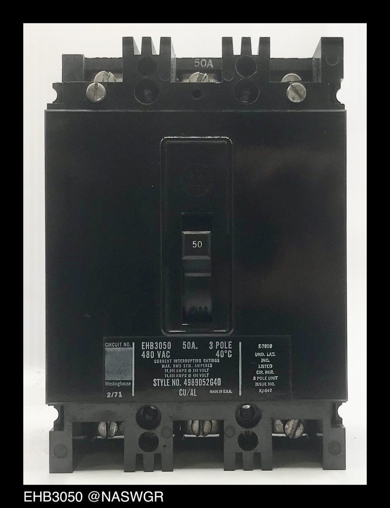 Westinghouse EHB3050 Molded Case Circuit Breaker - 50 Amp