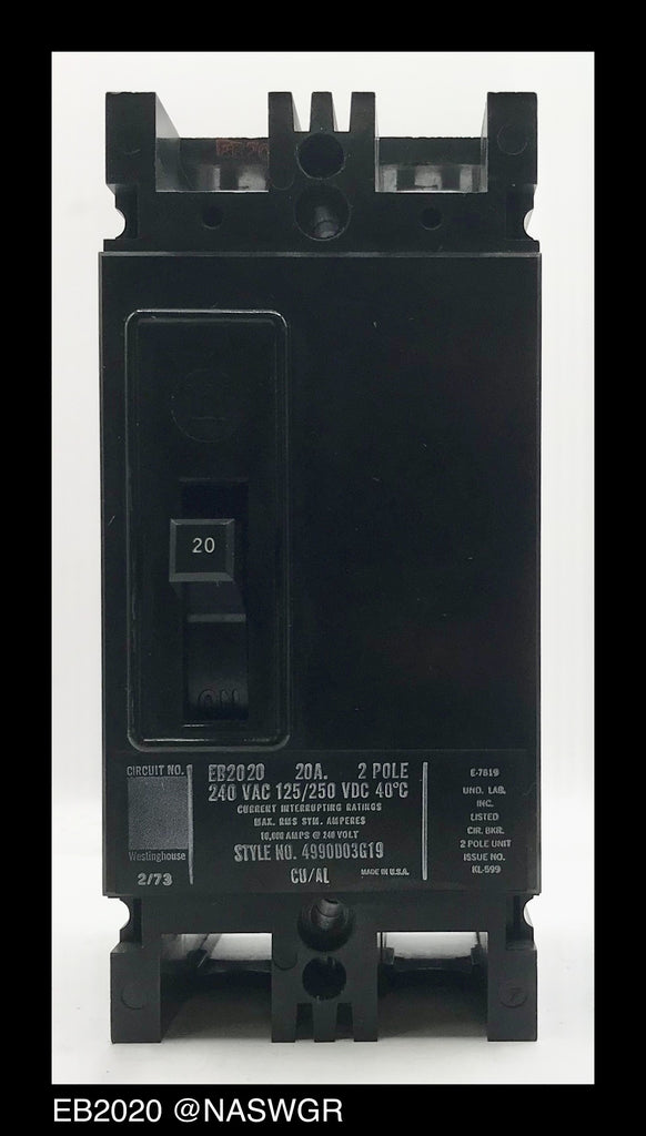 Westinghouse EB2020 Molded Case Circuit Breaker - 20 Amp
