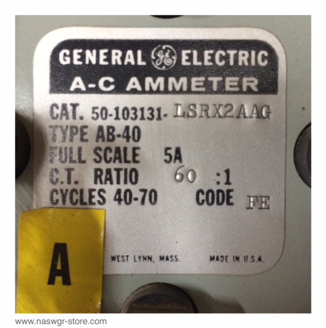 50-103131-LSRX2AAG ~ GE 50-103131-LSRX2AAG AC Ammeter ~ 0-300 Amp Dial
