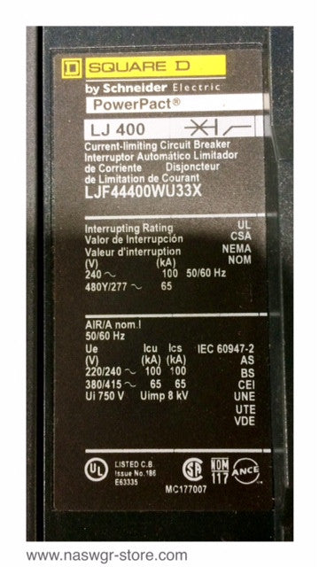 Square D LJF44400WU33X Molded Case Circuit Breaker - 400 Amp
