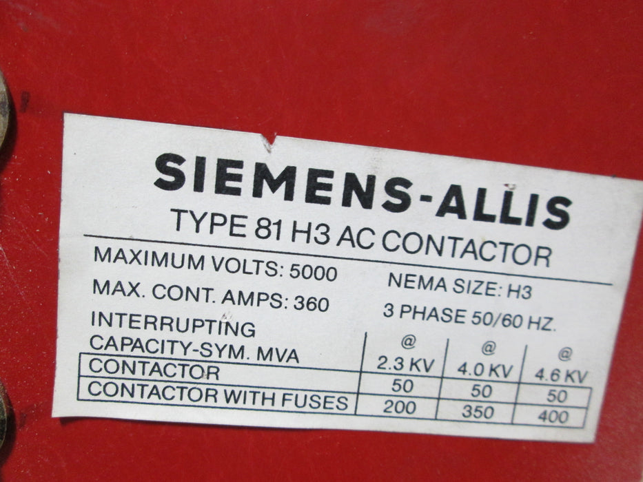 81H3535064A1T Siemens Allis A.C. Contactor