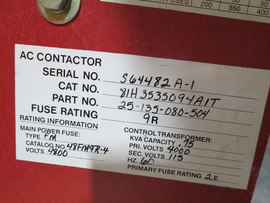 81H3535094A1T Siemens Allis 81H3 AC Contactor