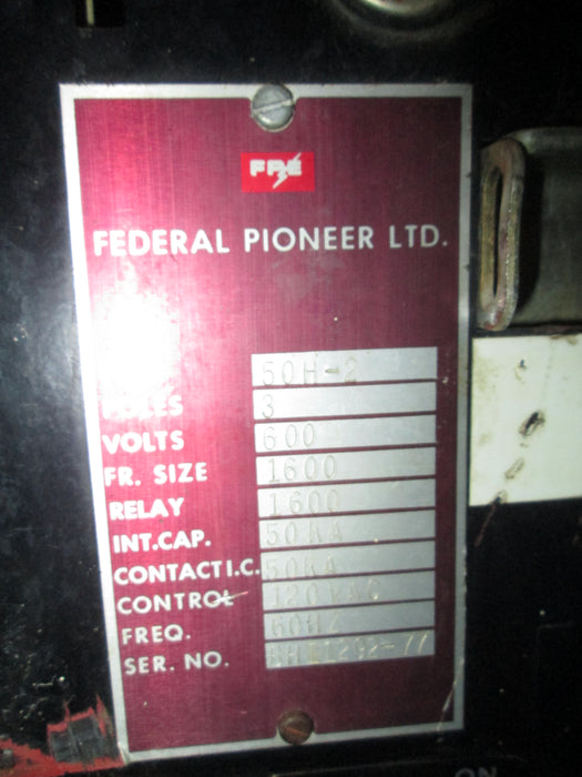 Federal Pioneer 50H-2 Circuit Breaker (E/O.D/O) - 1600 Amp