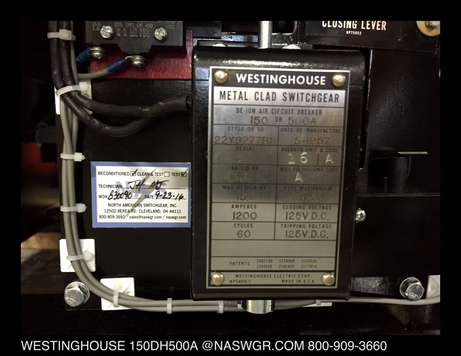 Westinghouse 150DH500A Circuit Breaker (E/O,D/O) - 1200 Amp