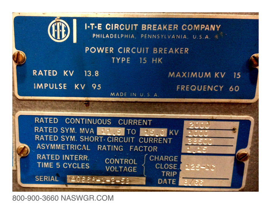 ITE 15HK1000 Circuit Breaker (E/O,D/O) - 2000 Amp