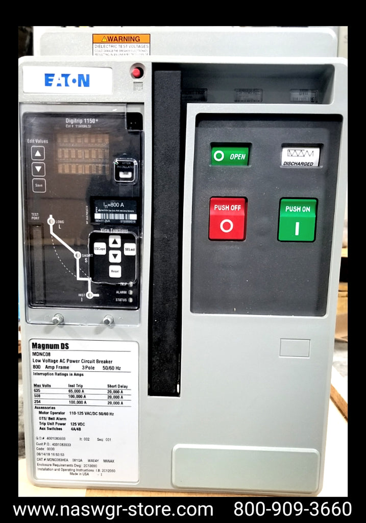 Eaton Magnum DS MDNC08 Circuit Breaker (E/O,B/I) - 800 Amp - Unused