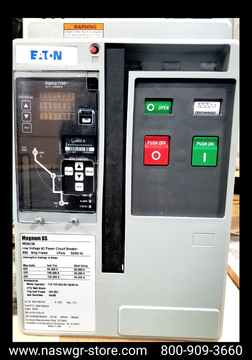 Eaton Magnum DS MDNC08 Circuit Breaker (E/O,B/I) - 800 Amp - Unused