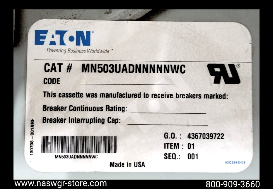Eaton Magnum MN503UADNNNNNWC Cassette - 2000-5000 Amp - Unused